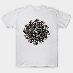 Black cockerel circle pattern T-Shirt